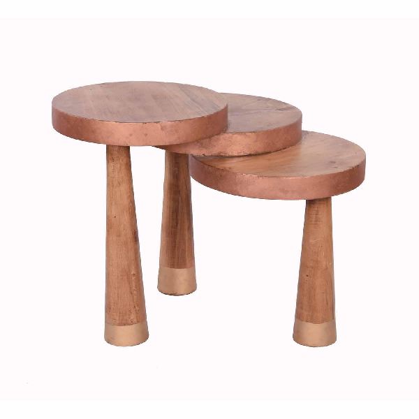 Pine Round Stool Detachable legs, Color : Multi