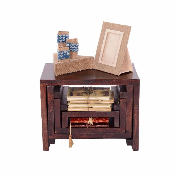 Set of four storage console tables, Color : Brown