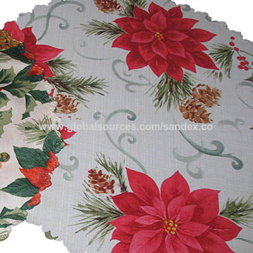 Printed table cloth, made of 100% polyester, customized design welcome/accepted
