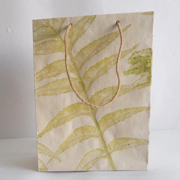 Hemp paper green natural leaves impression bags