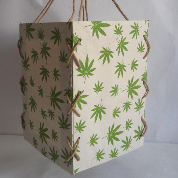 100% hemp paper printed hemp leaves lamp