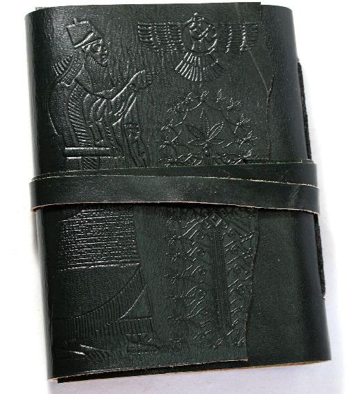 Hand crafted gypsy style wrap around goat leather journal black colour