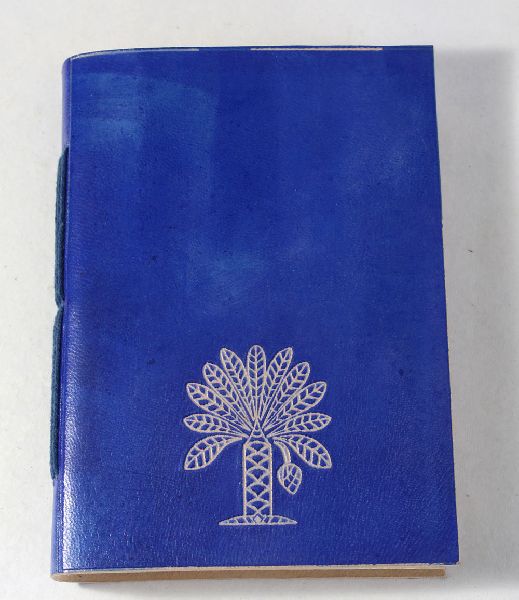 Royal blue colour banana tree debossed leather journal