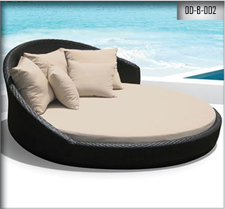 Round Outdoor Sun Beds - OD-B 2, for Cushioned, Pattern : Plain