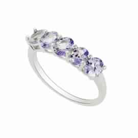 1.75 Crt Tanzanite Oval Cut Sterling Silver Ring