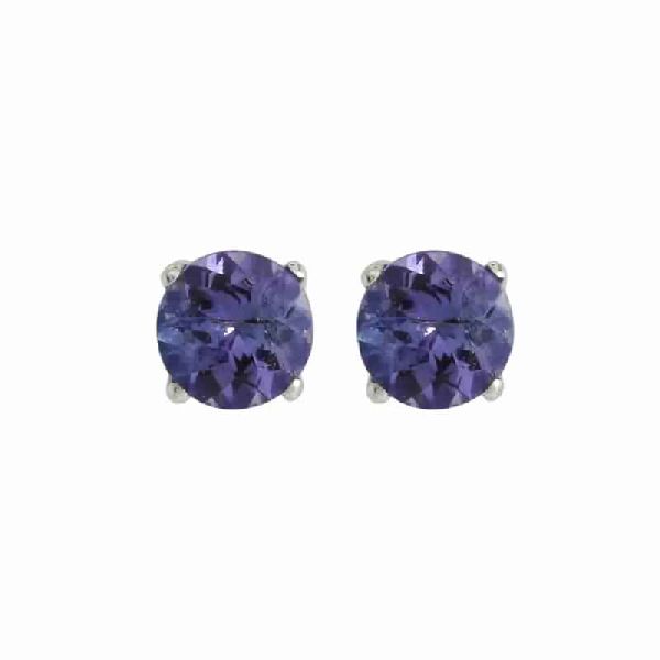 6 MM Round 0.140 Ct Tanzanite 925 Silver Earring