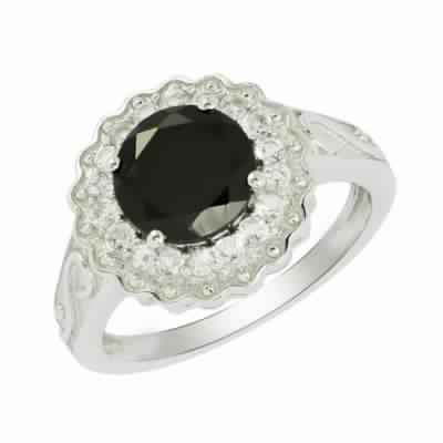 8 MM Black Onyx Round Cut Sterling Silver Ring