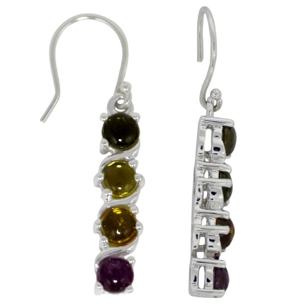 Multi Tourmaline 925 Sterling Silver Earring