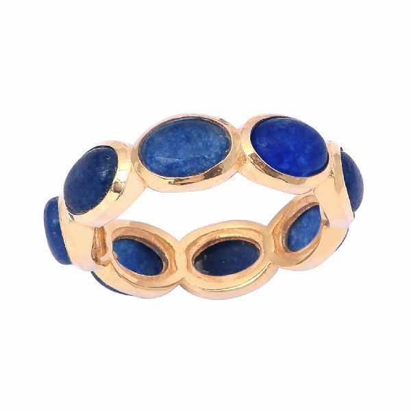 Oval Cab Dyed Sapphire Yellow Vemiel Band Ring