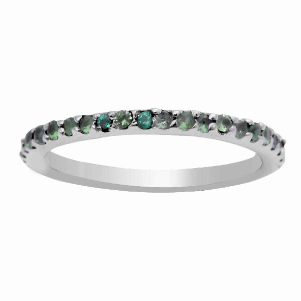 Round Green Cubic Zirconia Band Engagement Ring