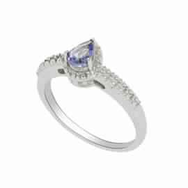 Tanzanite Pear 925 Silver Ring, Style : Engagement