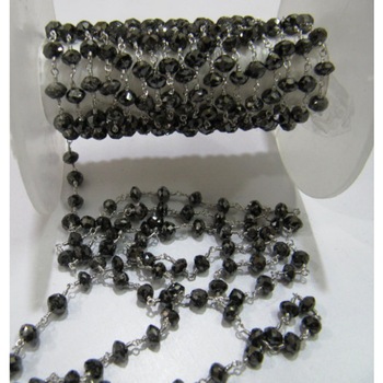 Black diamond beaded rosary chain, Gender : Women's
