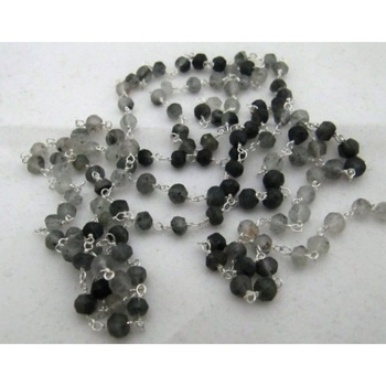 Black rutilated rosary beaded chain, Occasion : Party