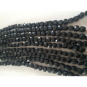 Black spinel faceted box natural stone beads