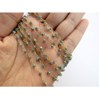 Blue rough diamonds rosary beaded chain, Gender : Women's