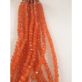 Carnelian faceted box natural stone beads, Color : ORANGE