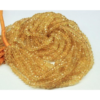 SHIVA EXPORTS Roundell feceited Citrine roundel faceted beads, Color : Light yellow