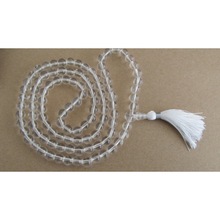 Crystal quartz smooth round necklace, Color : White