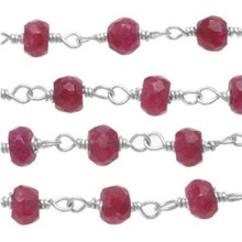 Died ruby wire wrapped beaded chain, Gender : Women's