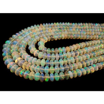 Shiva Exports Smooth Roundells Ethiopian opal roundel beads, Size : Approx 3mm to 4mm
