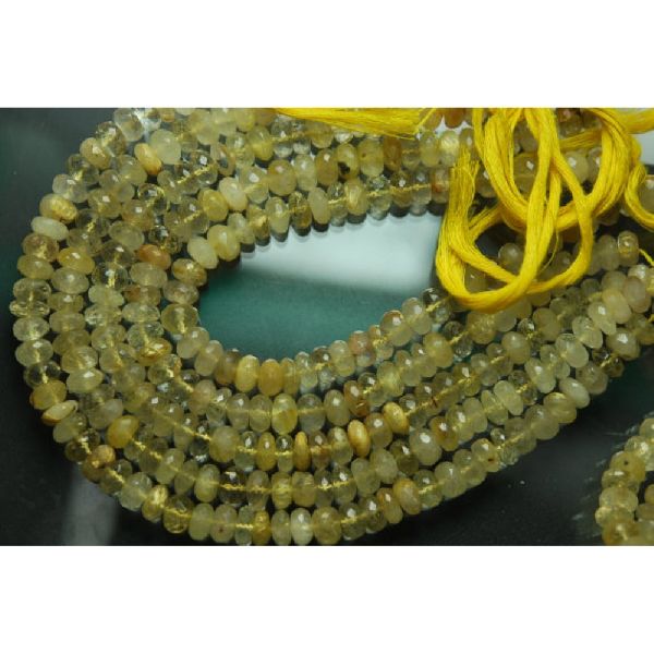 Golden rutilated faceted rondel wbeads, Size : Approx 7mm to 12mm