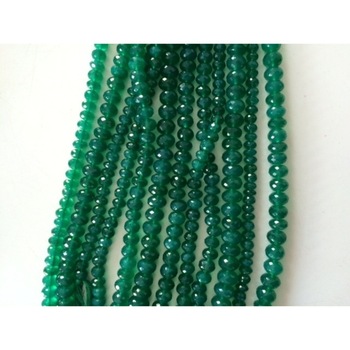 Green onyx roundel faceted natural stone beads