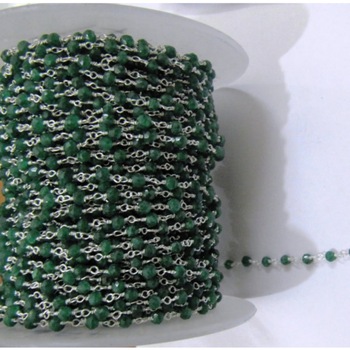 Handmade Died emerald beaded rosary chain, Occasion : Party
