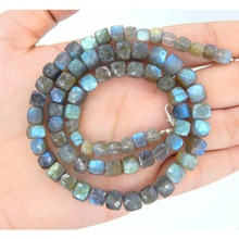 Labradorite faceted box natural stone beads, Color : BLUISH FIRE