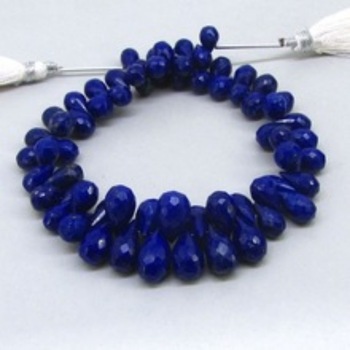 Lapis faceted drops briollete beads, Size : APPROX SIZE 5X7MM TO 6X9MM