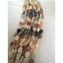 Multi moon stone faceted tumbled stone, Size : 10 x15 mm