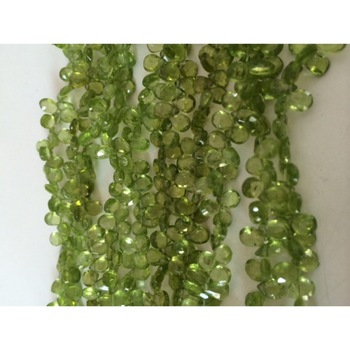 Peridot faceted pears briolette beads