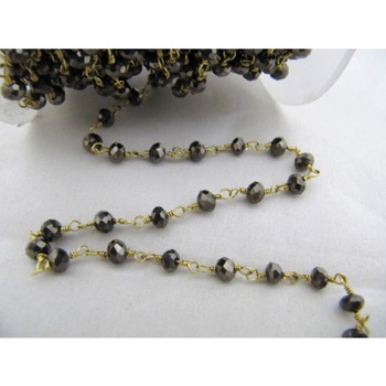 925 Sterling Silver Pyrite rosary beaded chain, Gender : Women's