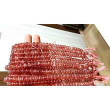 Strawberry quartz smooth roundel gemstone beads, Color : CHERRY