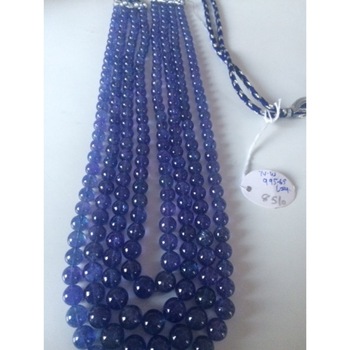 Tanzanite smooth round beads necklace, Color : Blue