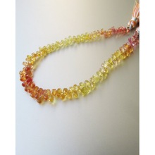 Yellow sapphire faceted drops briolette beads, Size : 5X3 TO 6X4
