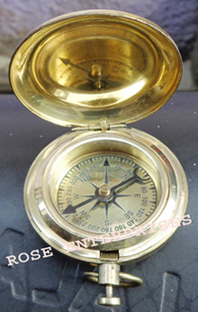 Brass Push Button Pocket Compass, Size : 1.75 inch dia
