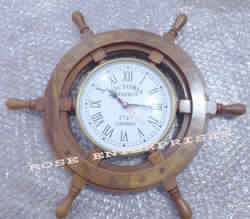Wooden Ship Wheel Wall Clock