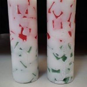 Paraffin Wax Round Pillar Candle, Pattern : Printed