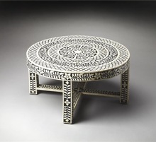 Bone Inlay Round Coffee Table, Color : Optional