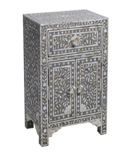 Marwar Exports Wood PEARL INLAY BEDSIDE CABINET, Size : 43x30x60 cms