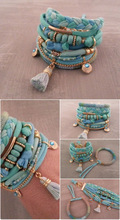 New fancy bracelets gypsy beaded braided fabric bracelets