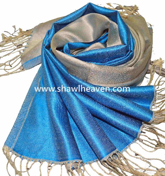 BlueTwo sided silk scarf