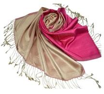 Benedetto Pink silk shawl, Size : 70x180 cms + Fringes