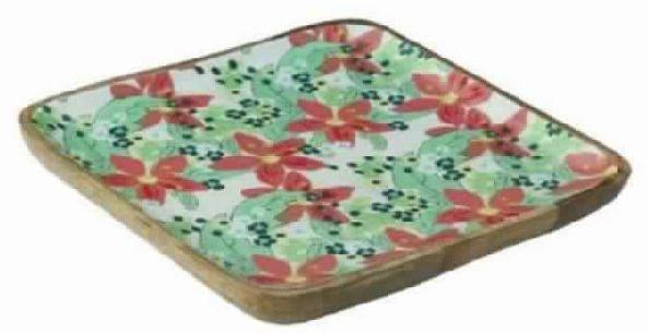 Flower Printed Square Serving Platter