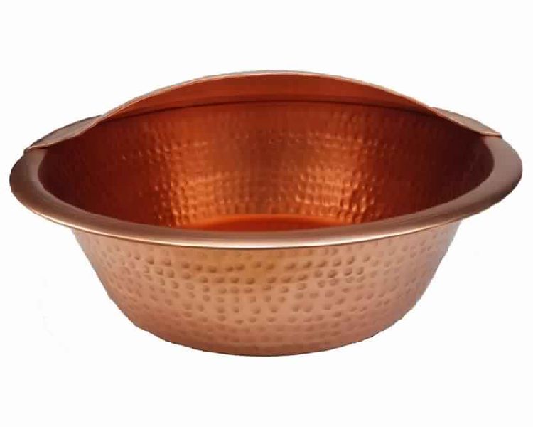 Hammered Copper Pedicure Bowl With Foot Rest