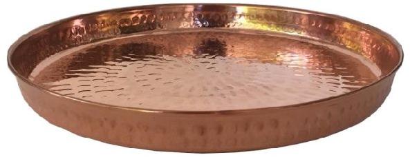 Hammered Copper Round Serving Tray