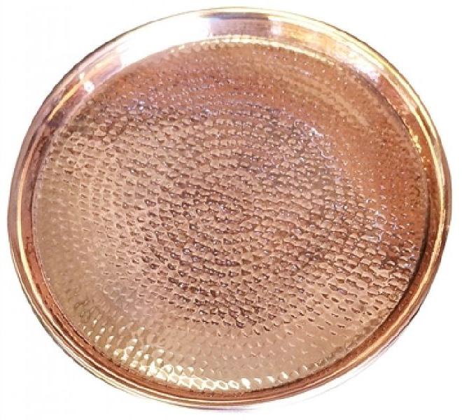 Hammered Copper Tray, Size : 30 cm Dia.