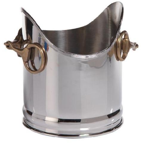 Nickel Polished Wine Bucket with Brass Handle