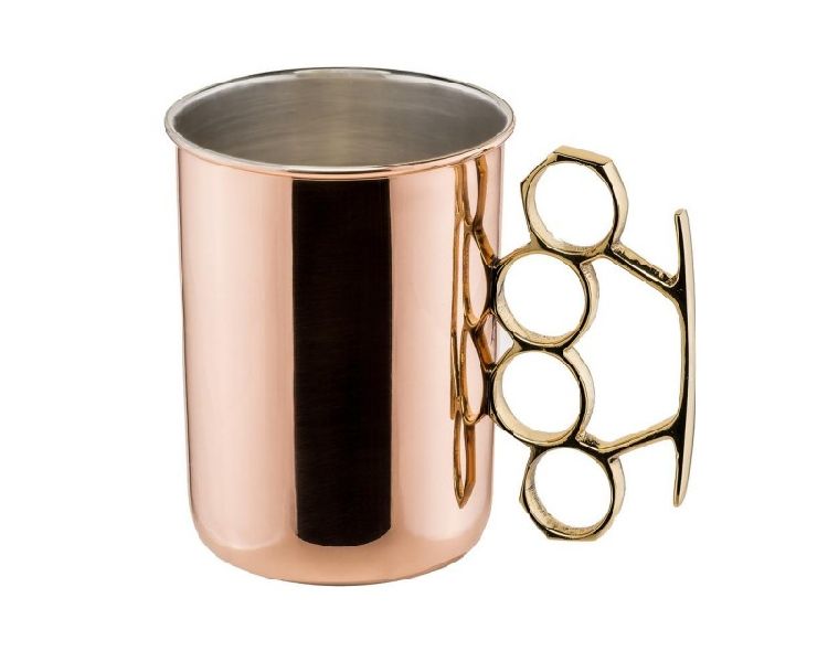 Shiny Polish Copper Beer Mug with Brass Handle