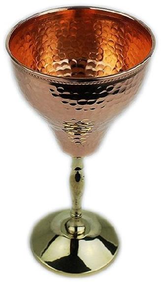 Round Hammered Copper Wine Goblet